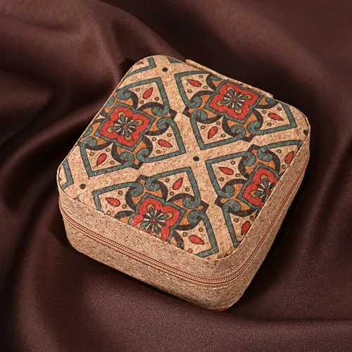 Portable Vintage Flower Print Jewellery Box